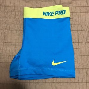 Neon blue Nike Pro shorts